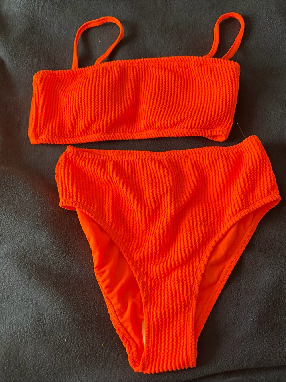 No Boundaries Neon Orange Textured Bikini Set size M ( 7/9)